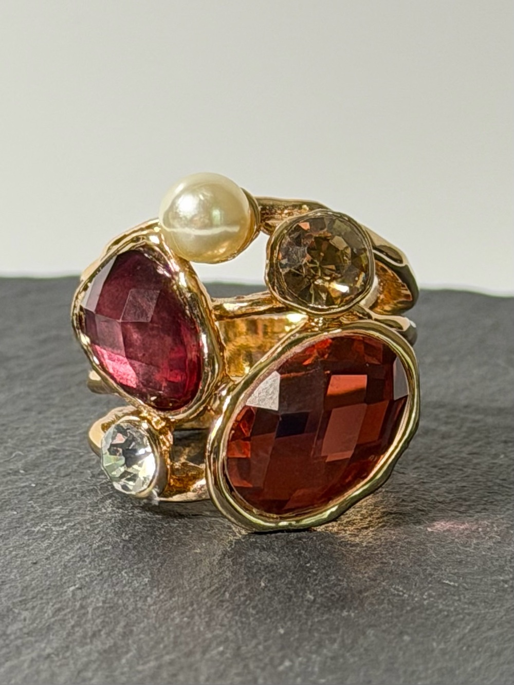 🍋2/$30 New Gemstone & Pearl Statement Ring